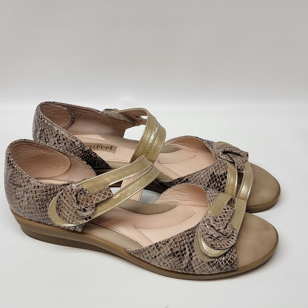 Beautifeel sandals  snake print Size 40 9-9.5US  gold women casual shoes may  be